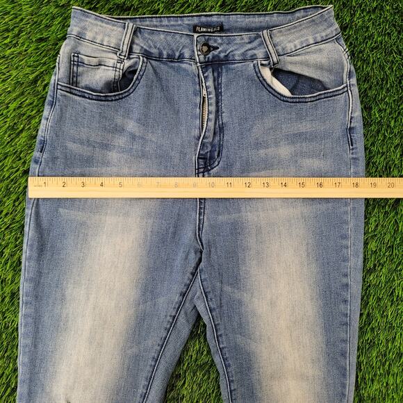 Vintage Y2K Flared Jeans Womens 3/4 28x32 Blue - Picture 14 of 16
